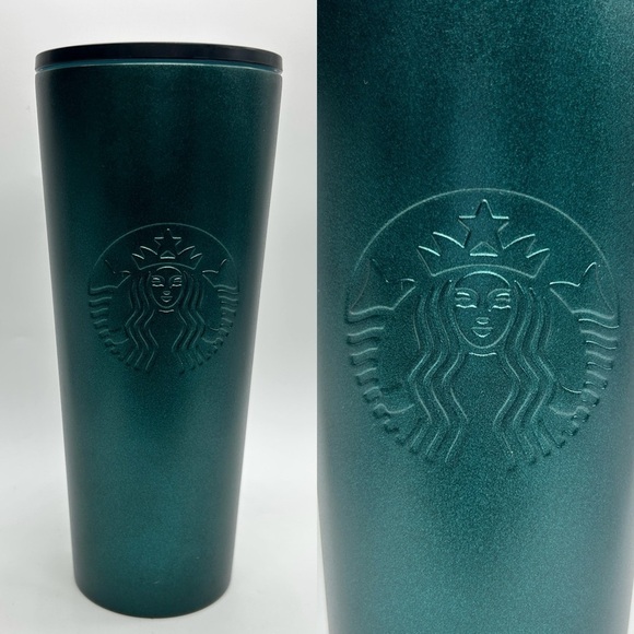 STARBUCKS Emerald Green 24 OZ Stainless Steel Travel Tumbler w/Plastic Lid 2020 - Picture 1 of 7